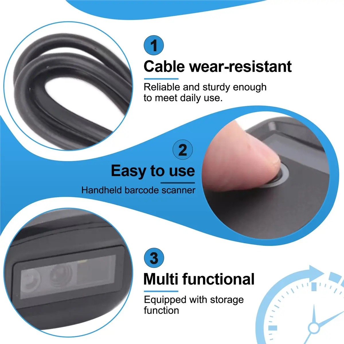 popop Barcode Scanner Mini Wireless Bluetooth Handheld Portable 1D 2D QR Bar Code