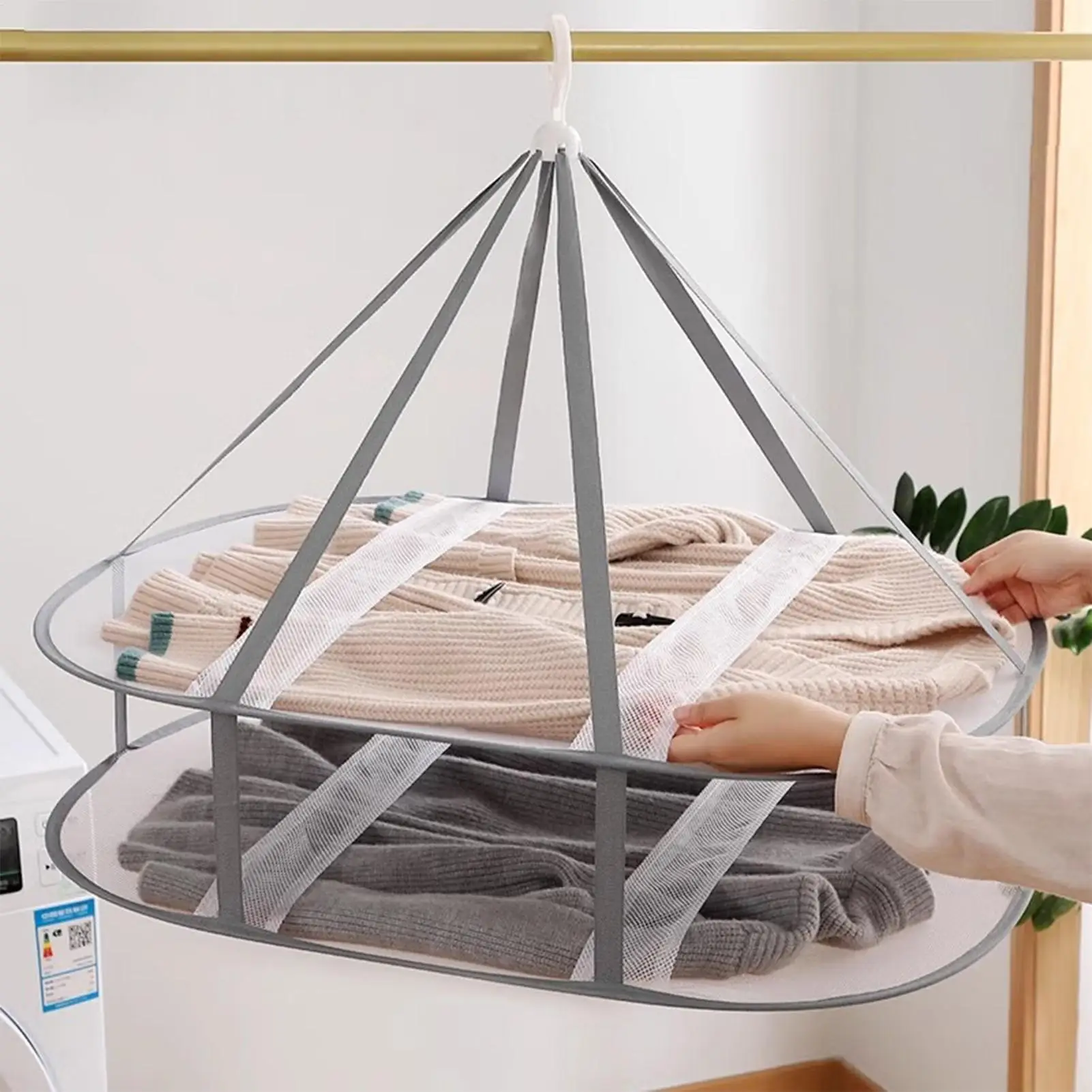 2/3 layers Folding Clothes Drying Rack Flat Foldable Clothes Drying Rack Mesh Large Dry Hanger Clothes drying net for Clothing