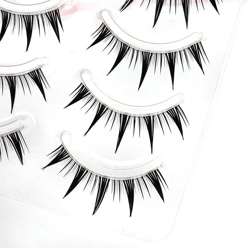 5 Pairs Handmade Cross Cos Manga False Eyelashes Little Devil Soft Transparent Stem Lashes Japanese 3D Natural Eyelash Extension