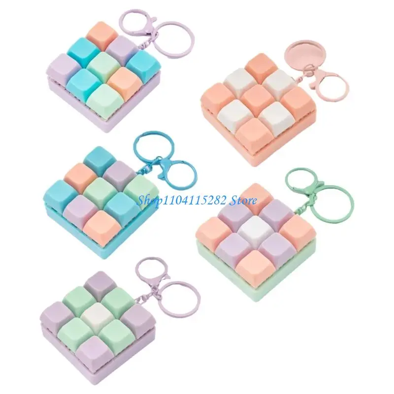 Quiet Stress Reliever Keychain 9 Removable Layout Clickers Toy Mechanical Keyboard Keychains For Office Or Travel
