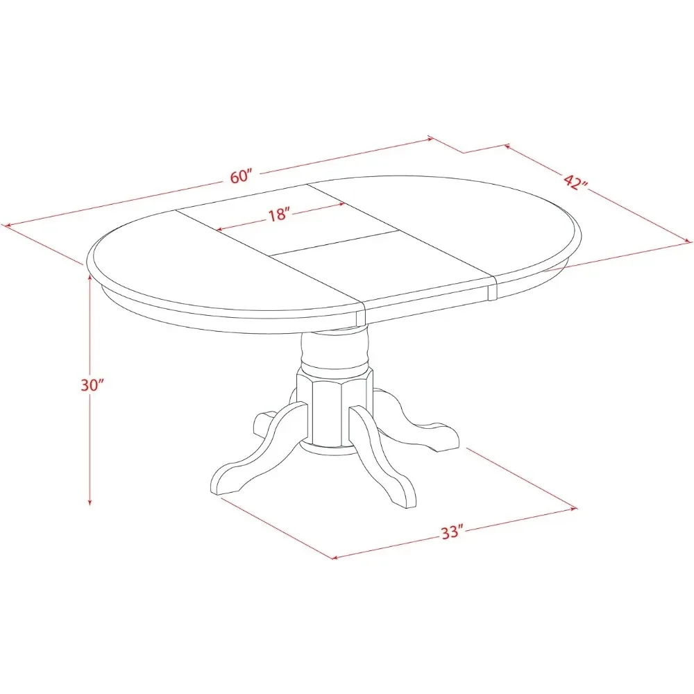 7 Piece Dining Table Set, Consist of Oval Table with Butterfly Leaf, 6 Faux Leather Upholstered Chairs, 42x60 In Dining Room Set