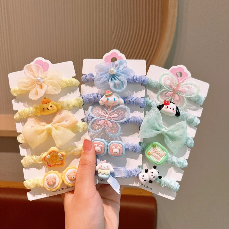 

5PCS/Sets MINISO Hello Kitty Hair Rope Suitable for And Women, Perfect for Tying Hair Fashionable Hair Accessories Girl&Holiday