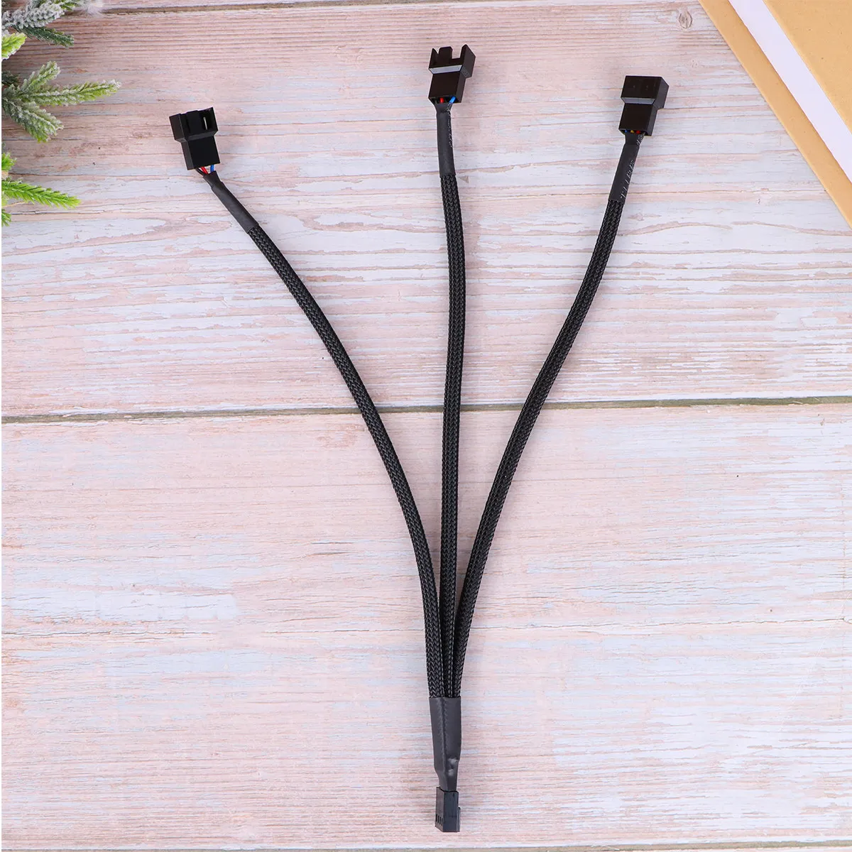 2Pcs Pwm Fan Splitter Cable 1 to 3 Way Motherboard Fan Extender Black Bundle Aesthetic Wiring Pc Case Cooling