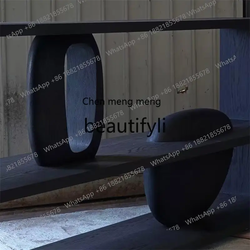 Medieval solid wood entrance table entrance platform against the wall ash wood strip case shelf bookshelf  R