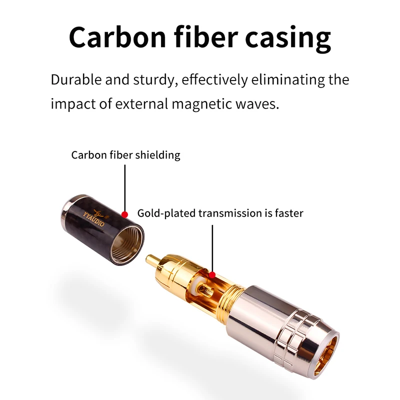 4 szt. Złącza RCA z włókna węglowego HiFi pozłacana wtyczka złącza wtyczka RCA złącze Audio złącza wtyczek głośnikowych