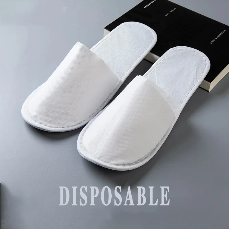 10/20 pares de zapatillas desechables de algodón de zapatillas de baño cerradas, zapatos de hospitalidad adecuados para invitados en casa, SPA barato