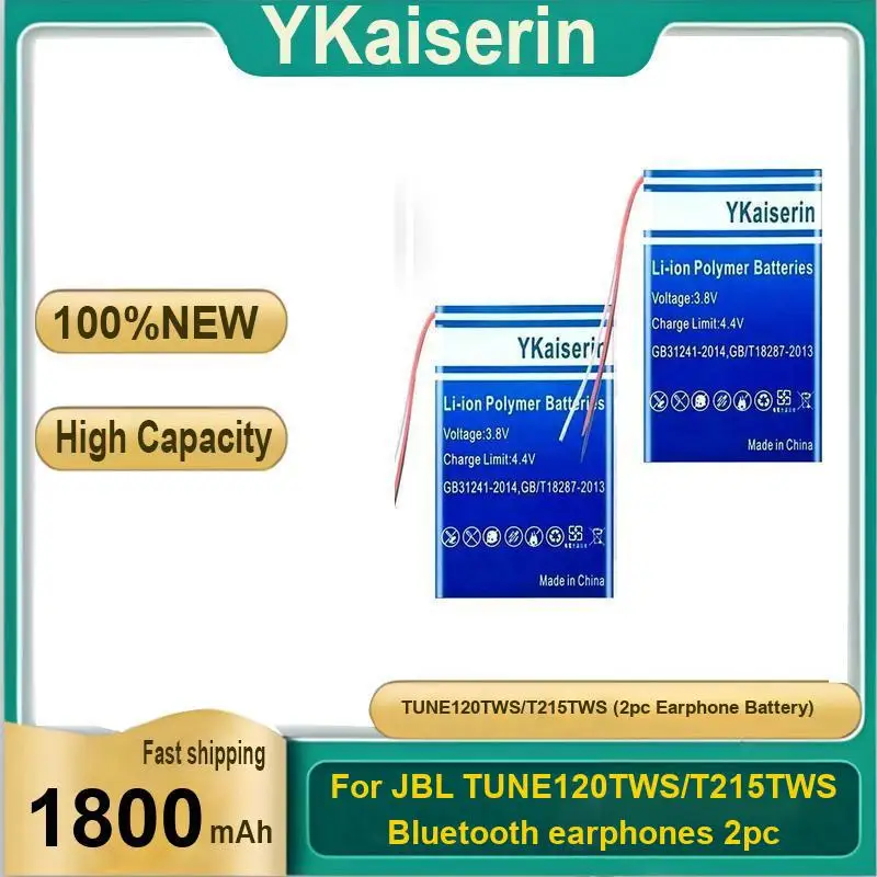 

1800Mah For Jbl TUNE120TWS T215TWS Bluetooth Earphones 2Pc Earphone Battery Replaceable