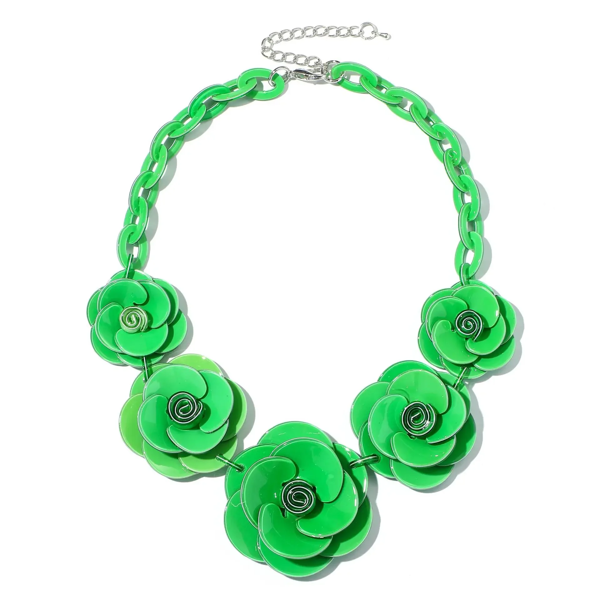 Blucome 2022 New Acrylic Flower Shape Necklace Female Exaggerated Clavicle Sweater Necklace Unique Women Girls Pendant Jewelry