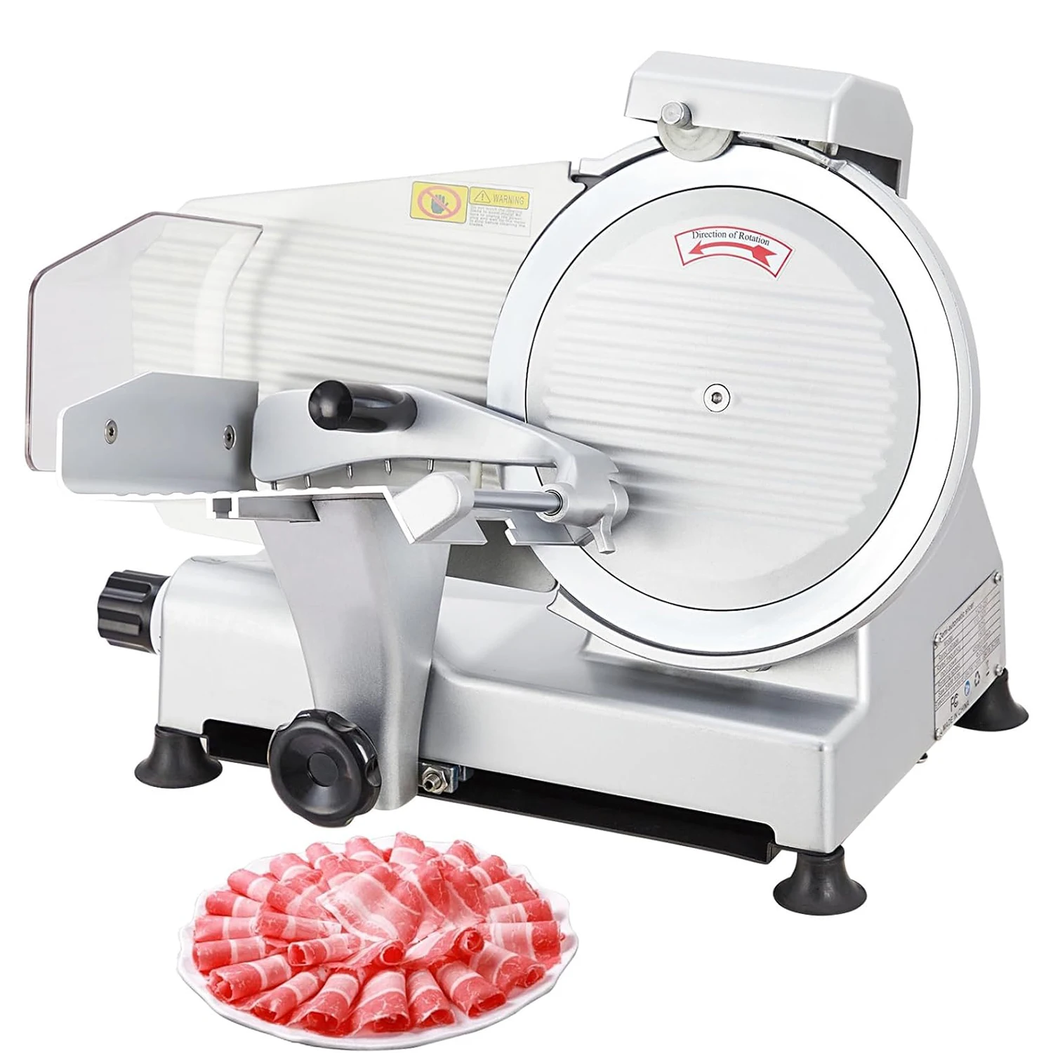 

Ломтерезка для мяса, слайсер для гастрономов, 10 дюймов, хромированное лезвие, 240 Вт, полуавтоматическая, 0-12 мм, регулируемая толщина для замороженного мяса, домашняя реклама