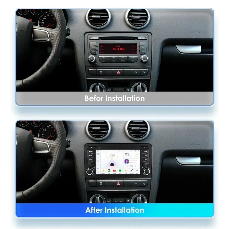 7 Inch 2 Din Android Car Radio For Audi A3 8P 2003-2011 S3 RS3 Sportback Multimedia Player Navigation GPS Carplay Auto Head Unit