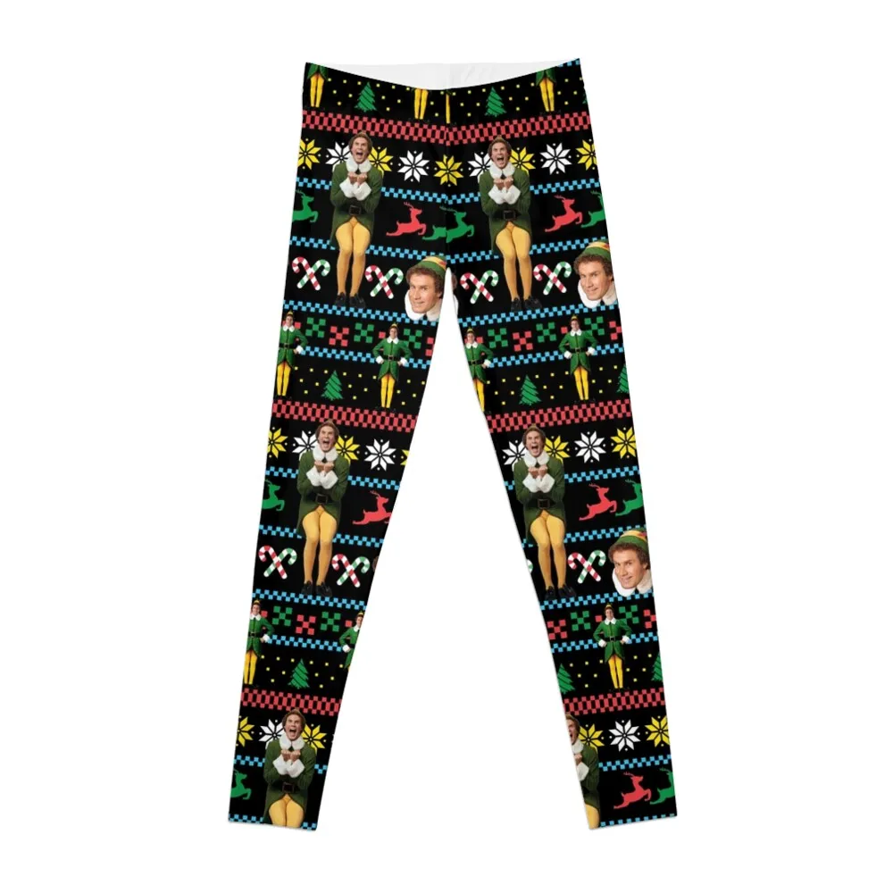 Buddy The Elf Ugly Christmas Sweater Design Classic Xmas Movie Fun Gift Will Ferrell Leggings Training pants Womens Leggings