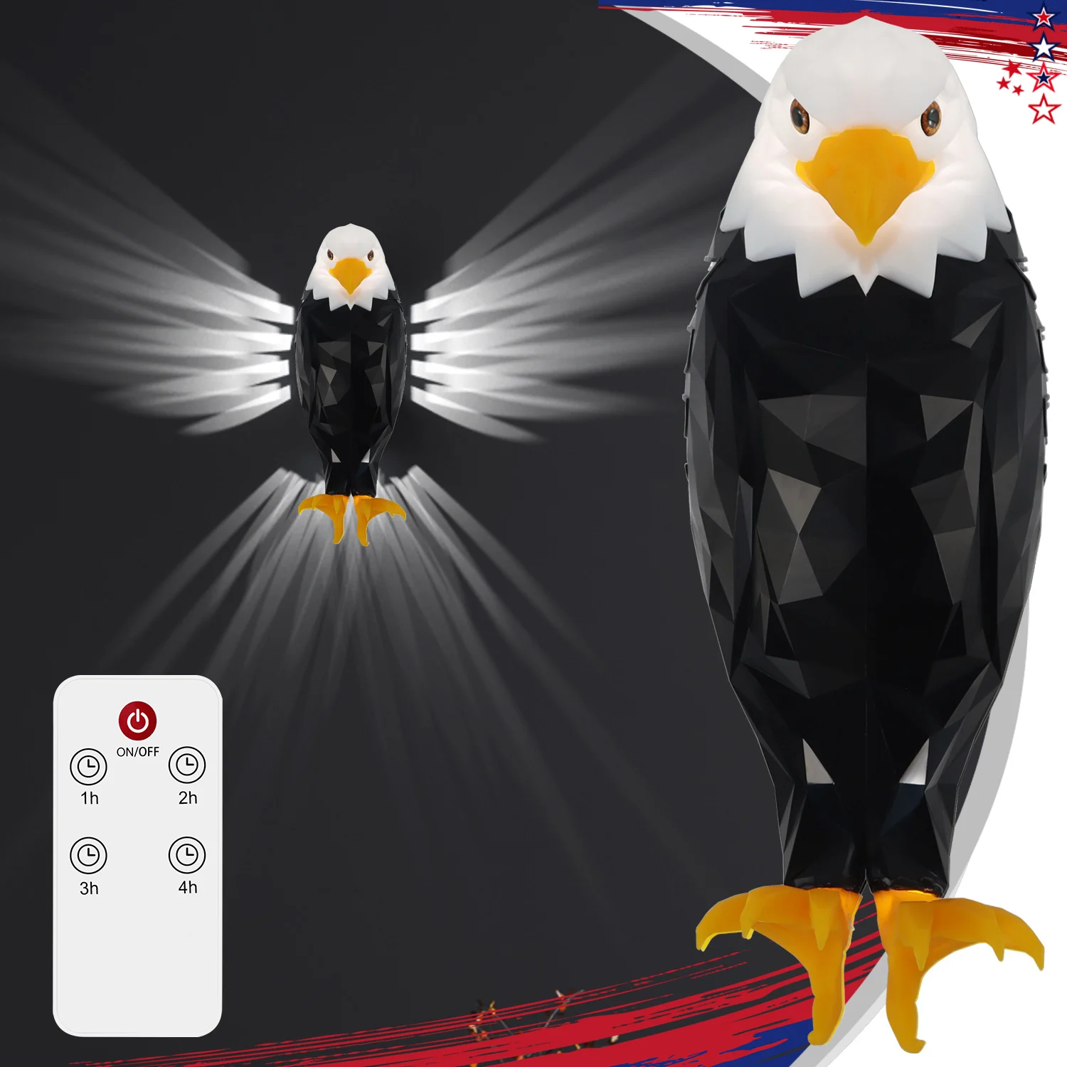 

Настенный светильник Bald Eagle, ночные светильники Eagle, перезаряжаемый через USB, с дистанционным управлением, магнитная настенная лампа для спальни, прихожей
