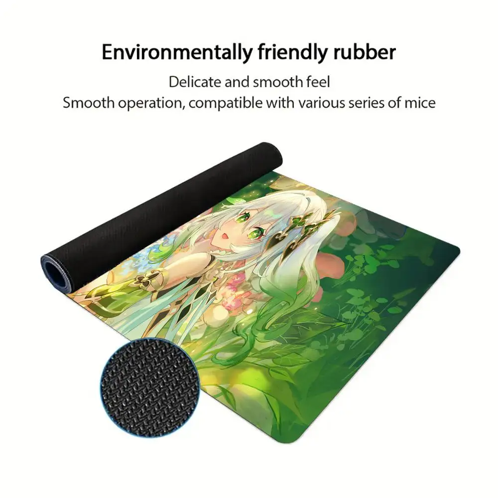 Alfombrilla de ratón verde Genshin, alfombrillas de ratón antideslizantes grandes para juegos, accesorio de escritorio, alfombrilla de ratón estética XXL, alfombrilla para tableta y portátil, Mini tapete para juegos de PC
