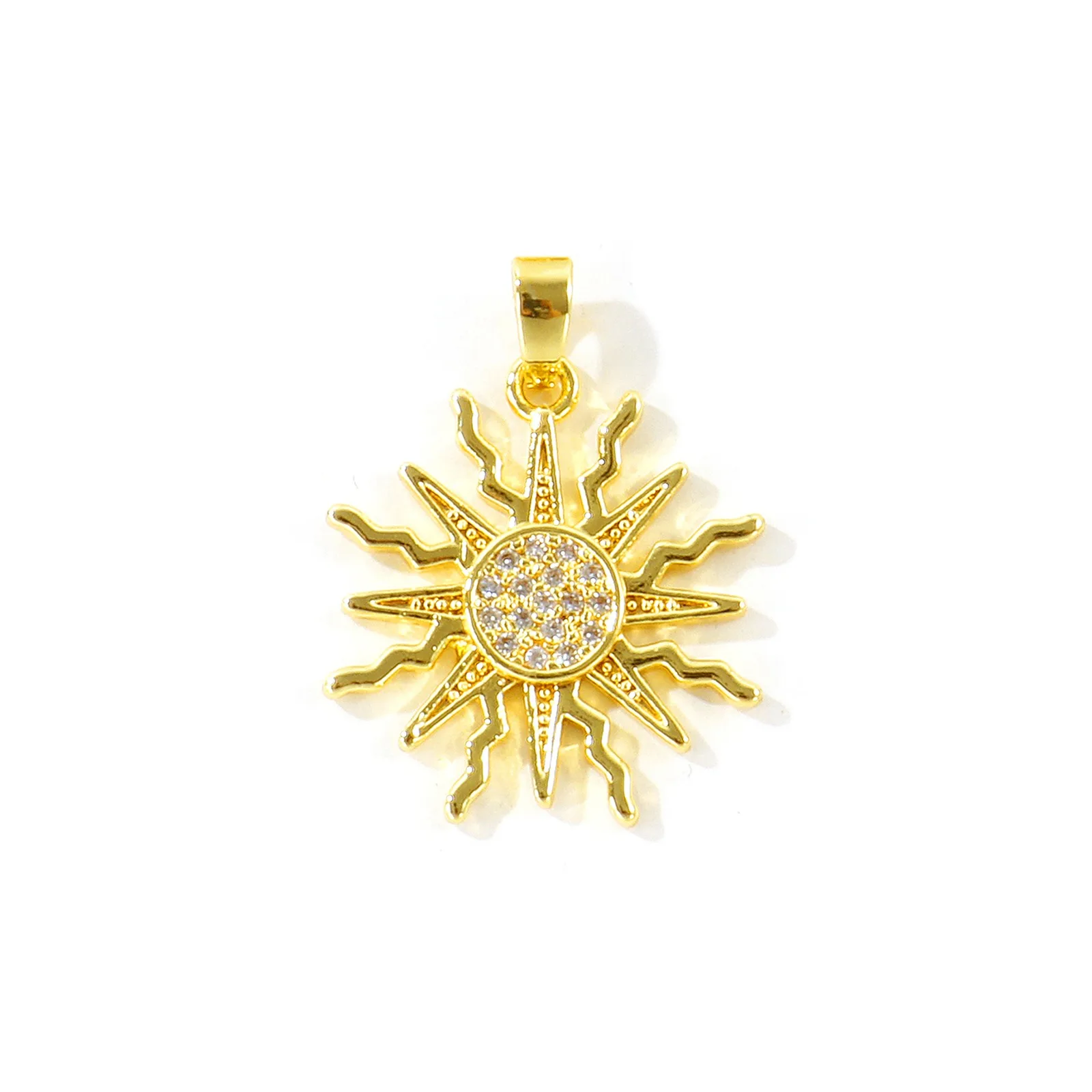 2 Stück Kubische Zirkonia Galaxie-Anhänger Sonne Stern Messing 18K Vergoldet Anhänger für DIY Halskette Armband Schmuckherstellung Großhandel – Detail 4