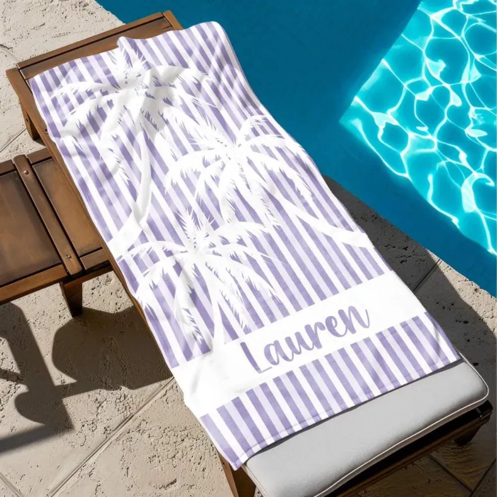مناشف الشاطئ المخصصة شجرة النخيل مخطط الفتيات رحلة منشفة الشاطئ المخصصة مع اسم الاطفال بركة منشفة الحفلات عطلة الأسرة