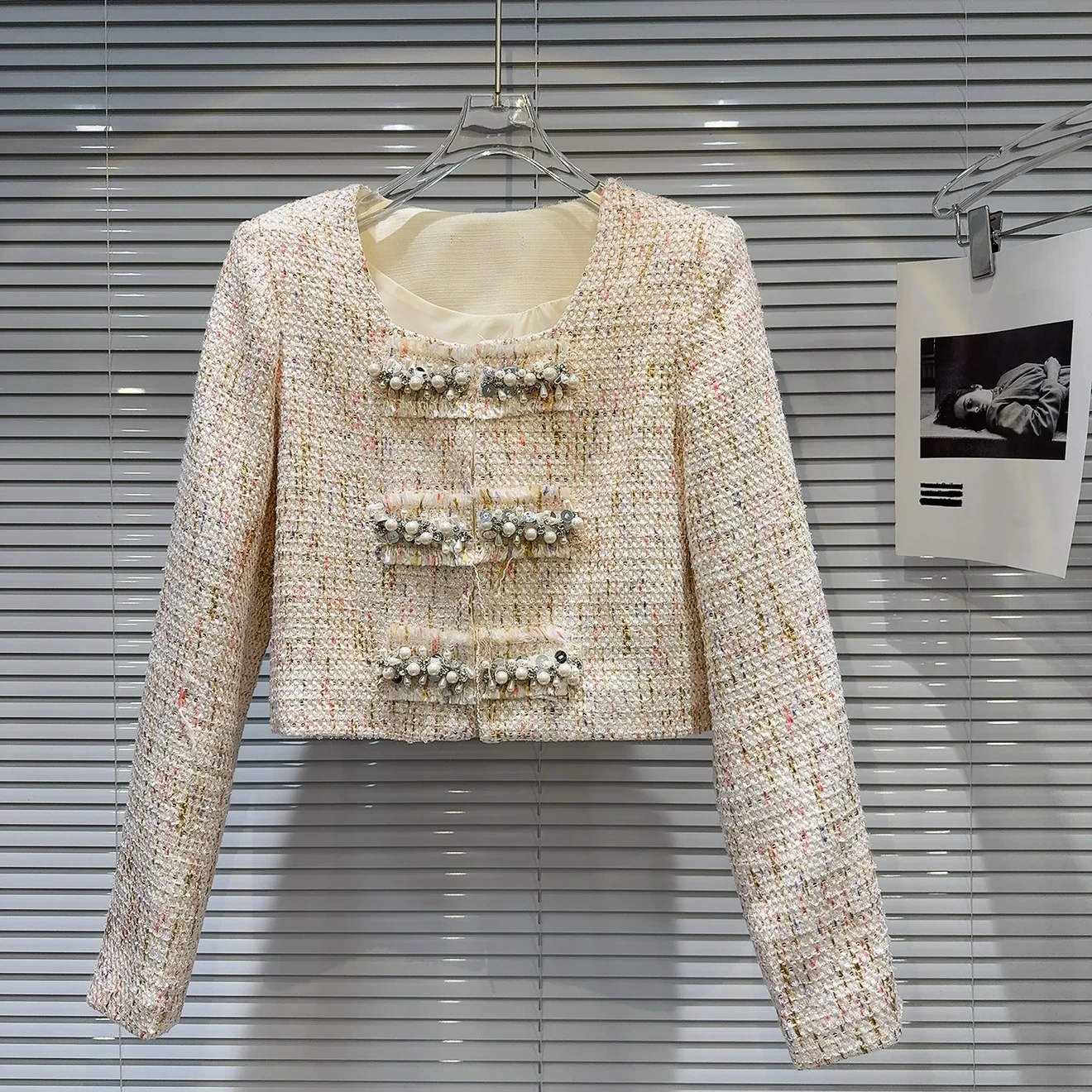 

Женское модное осеннее пальто с тяжелым вырезом и жемчугом, хит продаж, шерстяное женственное длинное пальто прямого кроя