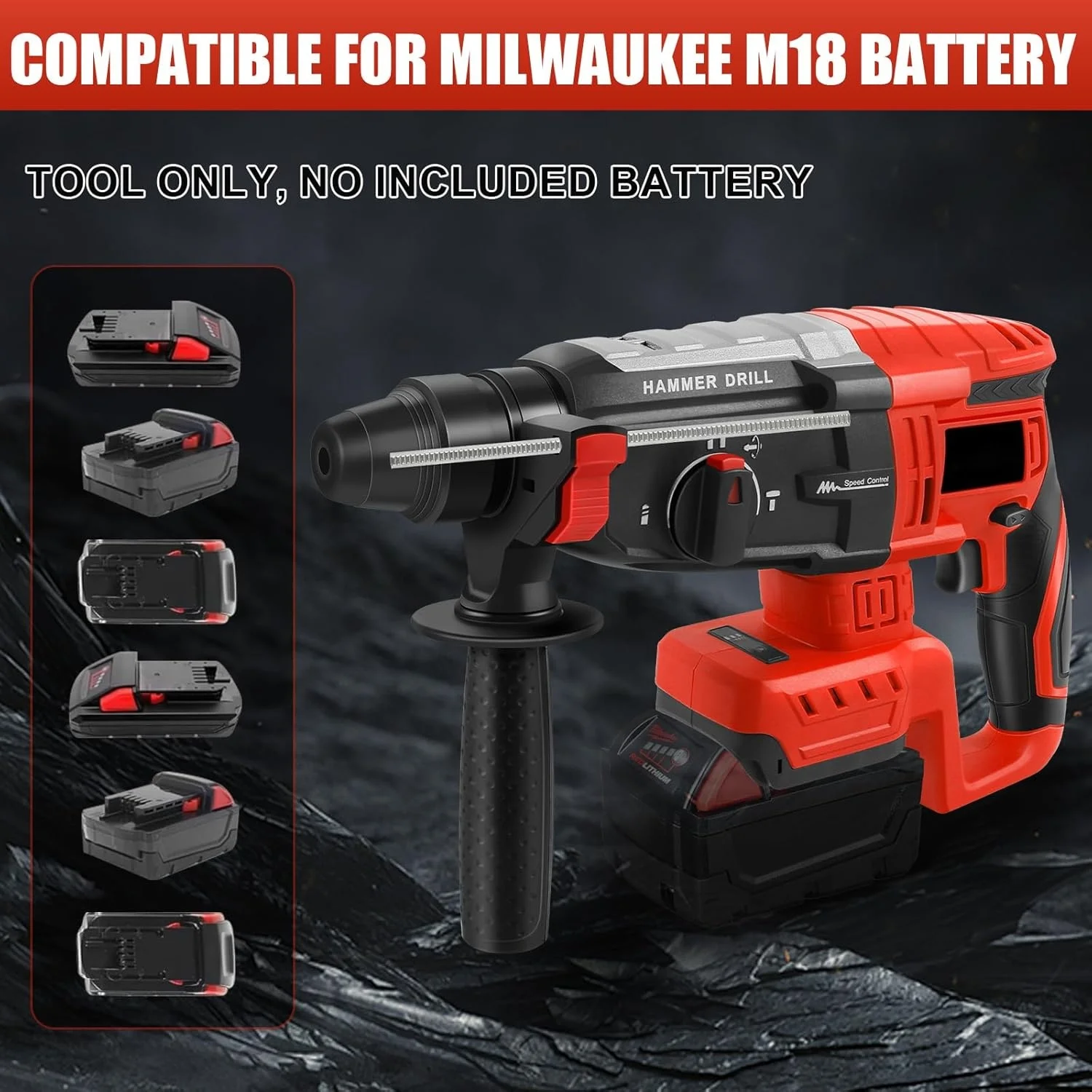 

SDS-Plus Rotary Hammer Drill For Mi.lwaukee 18V Battery 2.6J Brushless Impact Hammer With 3 Mode Operation Rotating Handle