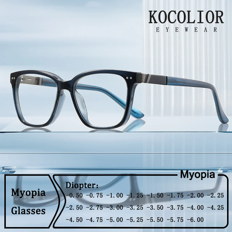 

Brand Design Square Frame Legs Insert Metal Myopia Glasses Prescription Photochromic Anti Blue Light Shortsight Men Eyewear60031