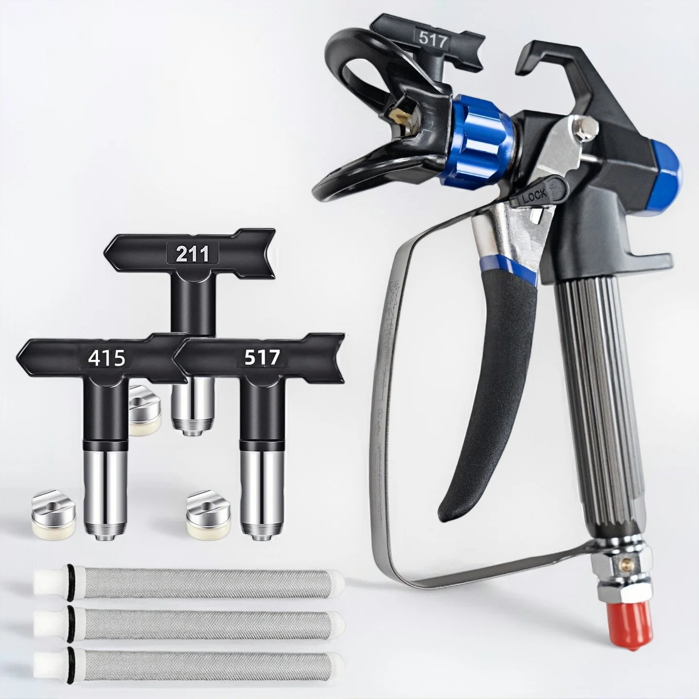 

8Pcs Airless Spray Gun Kit with 3 Tips (211/415/517) & 3 Filters for Painting
