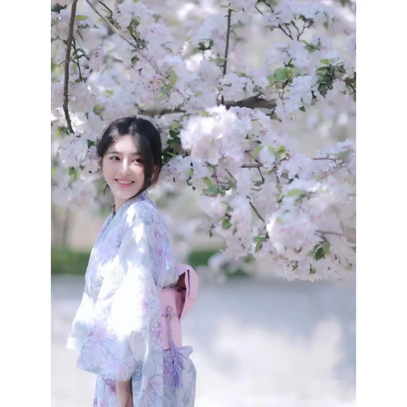 2023 New and Improved Japanese Kimono Bathrobe Style Cute Girl Travel Photo Sakura Dress