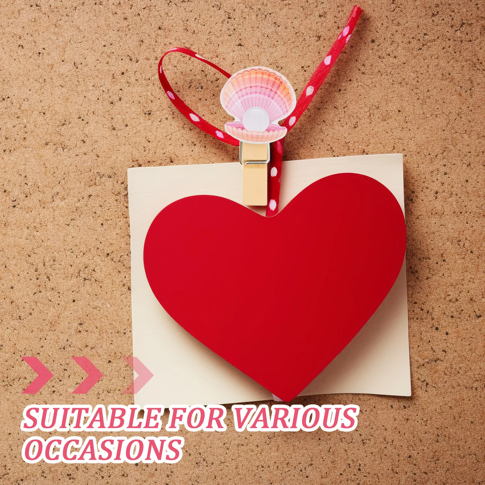 30Pcs Shell Clip Photo Peg Ocean Theme Pink Wooden Memo Note Holder Marine Life Pattern Decorative Pegs for Home Office Party