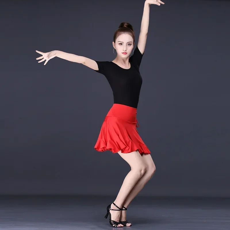 Nouvelle jupe de danse latine pour femmes-mode taille haute Tango Yoga Rumba salle de bal robe de danse latine