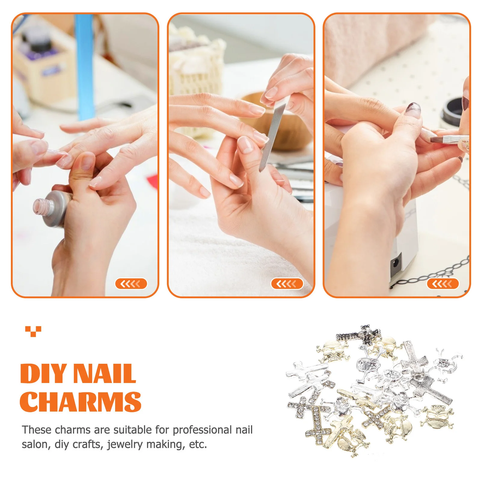 30Pcs Halloween Nail Charms Nail Art Skull Cross Studs Decorations Nails Supply for Salon Home Nails Supply