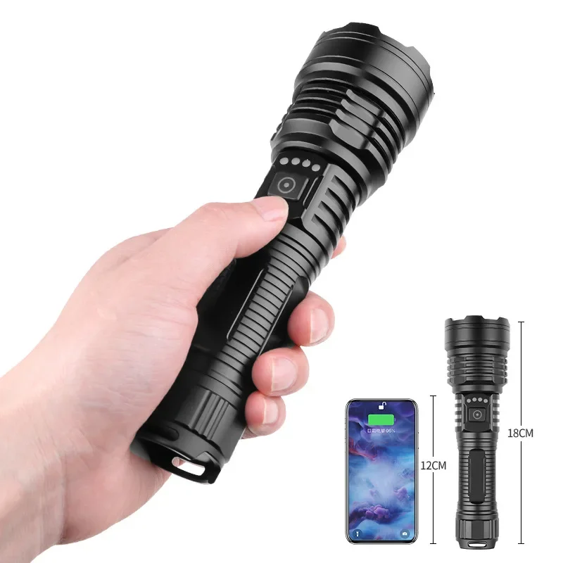 

XHP70 LED Flashlight Ultra Bright Telescopic Zoom Torch Light IPX4 Waterproof Outdoor USB Rechargable Flashlight for Camping