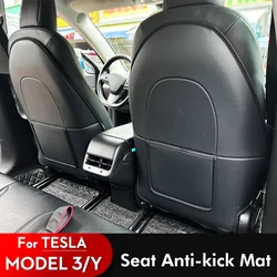 Voor Tesla Model 3 / Y Rugleuning Beschermende Mat Lederen Auto Anti Kick Pad Protector Kind Anti Vuile Auto Interieur Accessoires