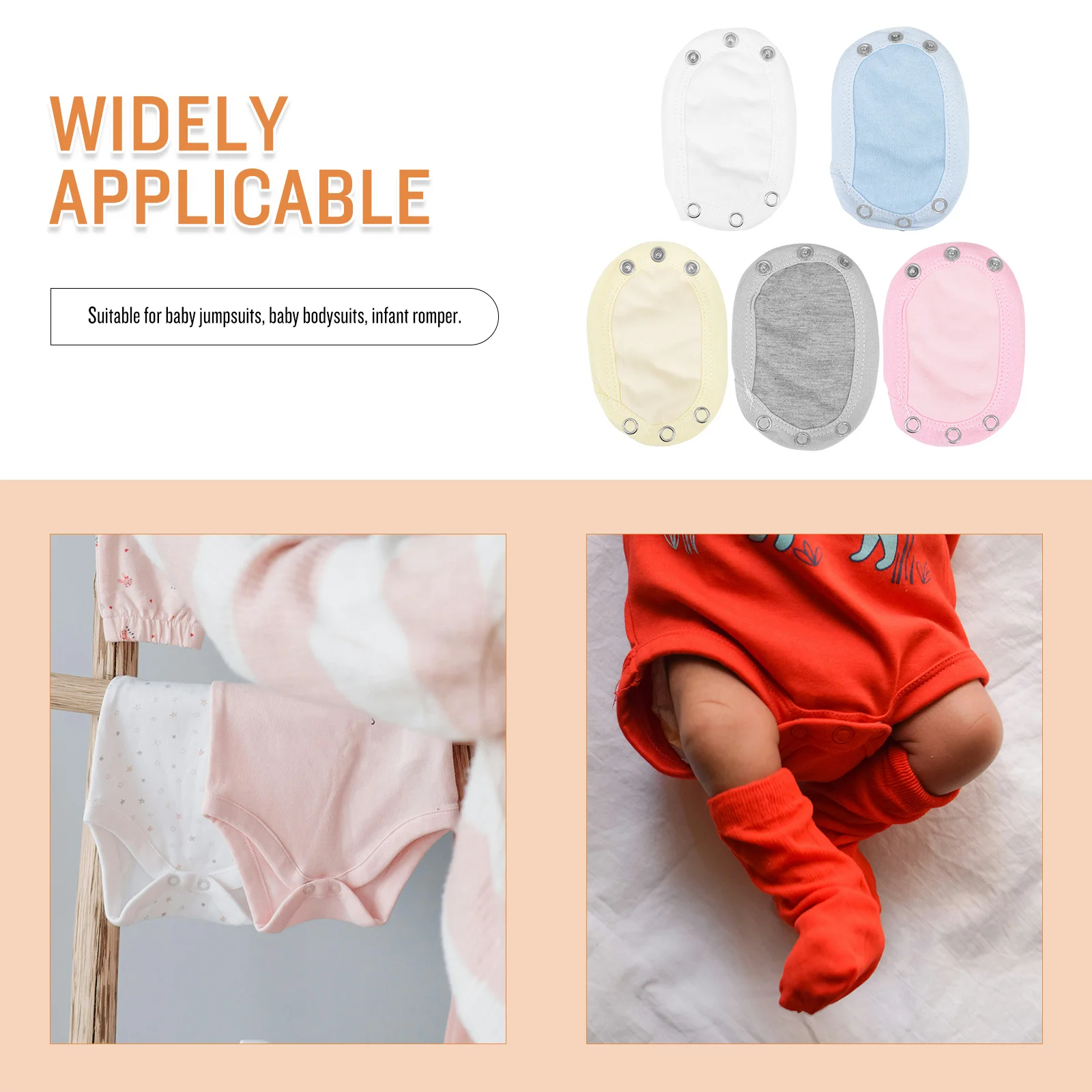 

5 pcs Bodysuit Extender Cotton Double Layer Snap For Jumpsuits Romper Comfortable Soft