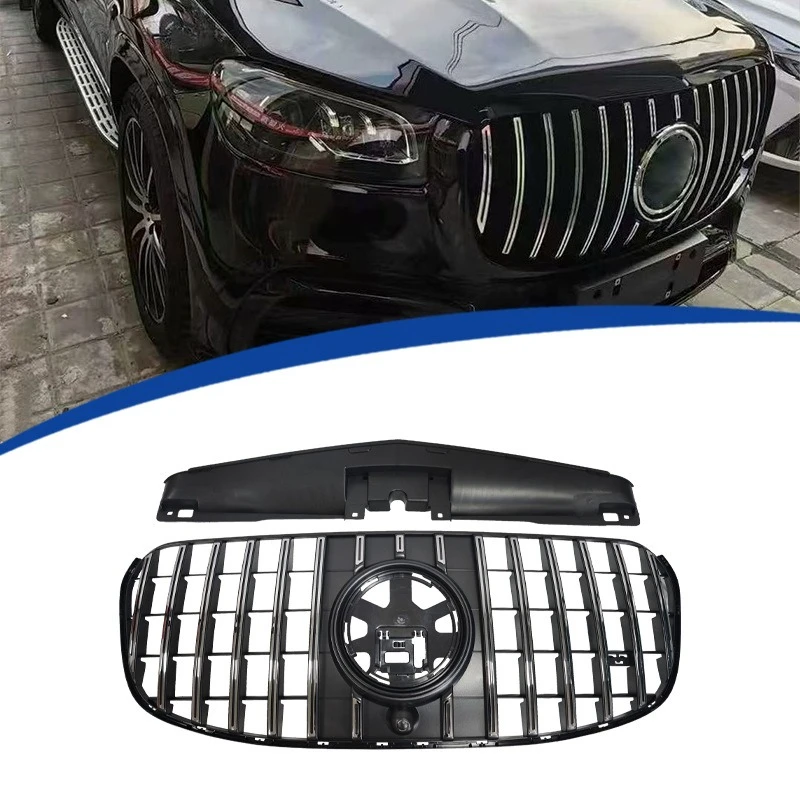 

Для Mercedes GLS X167 24-25: Решетка радиатора в стиле Premium GT с вертикальными линиями, глянцевый черный ABS, прямая замена, внешнее обновление