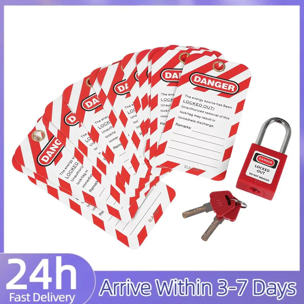 

100 шт. предохранительных замков с 100 шт. бирками, с разными ключами, для блокировки и маркировки в электрооборудовании