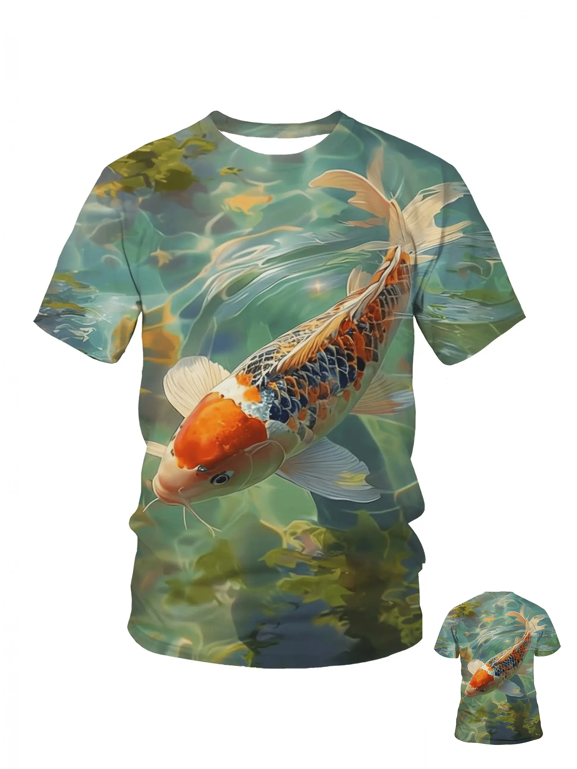 الرجال ثلاثية الأبعاد طباعة كوي الأسماك تي شيرت اليابانية مستوحاة الكارب تصميم المتضخم قميص عادية كم قصير تي شيرت ملابس للرجال البلوز #4