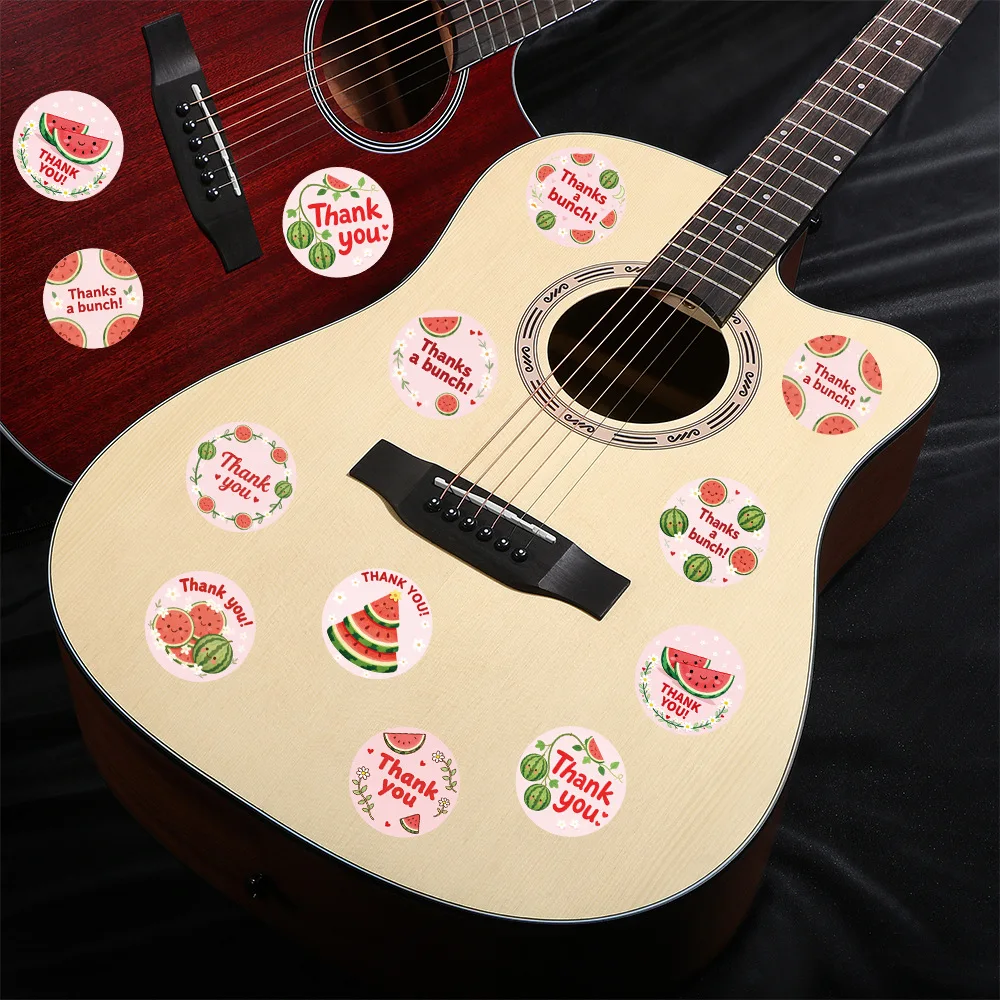 500pcs/Roll Watermelon Thank You Stickers DIY Adhesive Labels Envelope Gift Sealing Stickers Birthday Party Cup Cake Decoration