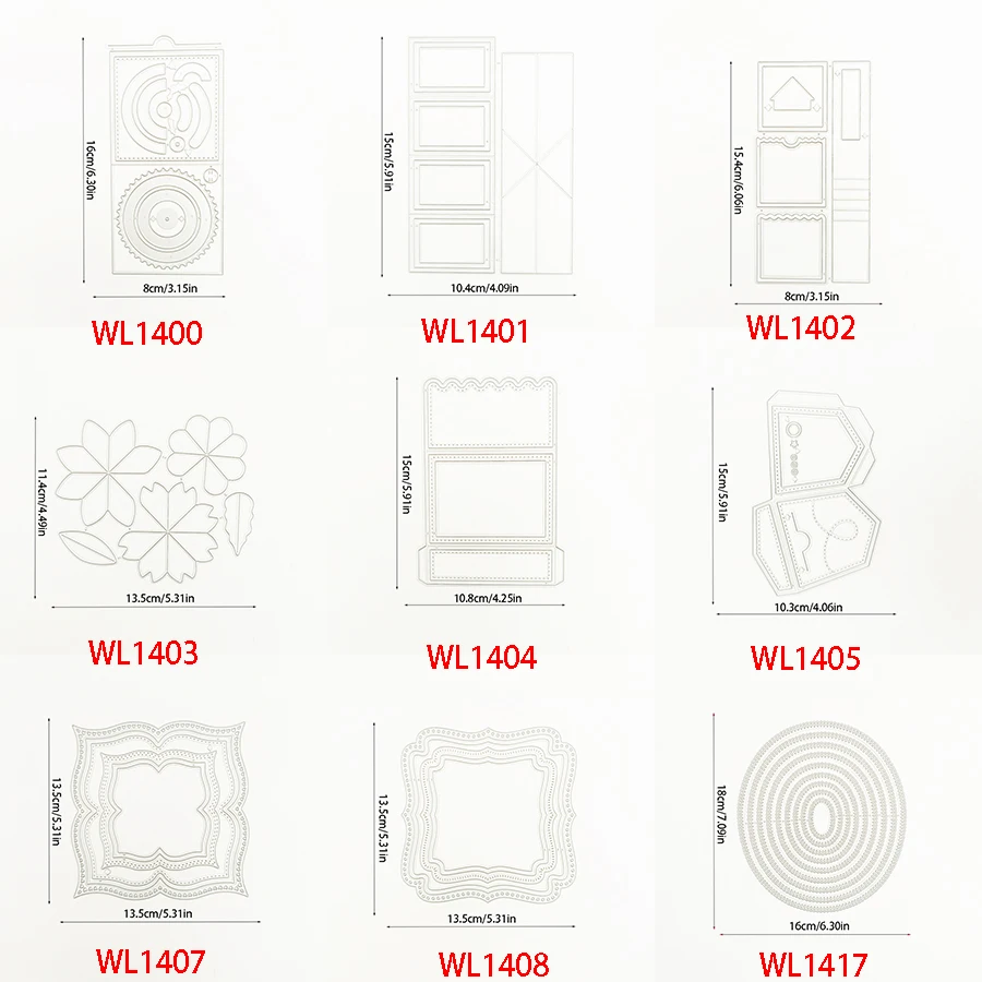2024 nowe metalowe okrągłe kwadratowe prostokątne owalne matryce do wycinania tła do scrapbookingu kartka z życzeniami robienia szablonów