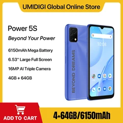 UMIDIGI-teléfono móvil inteligente Power 5S versión Global, Smartphone con pantalla HD de 6,53 pulgadas, Triple CÁMARA DE 16MP, 4GB, 32GB, 6150mAh