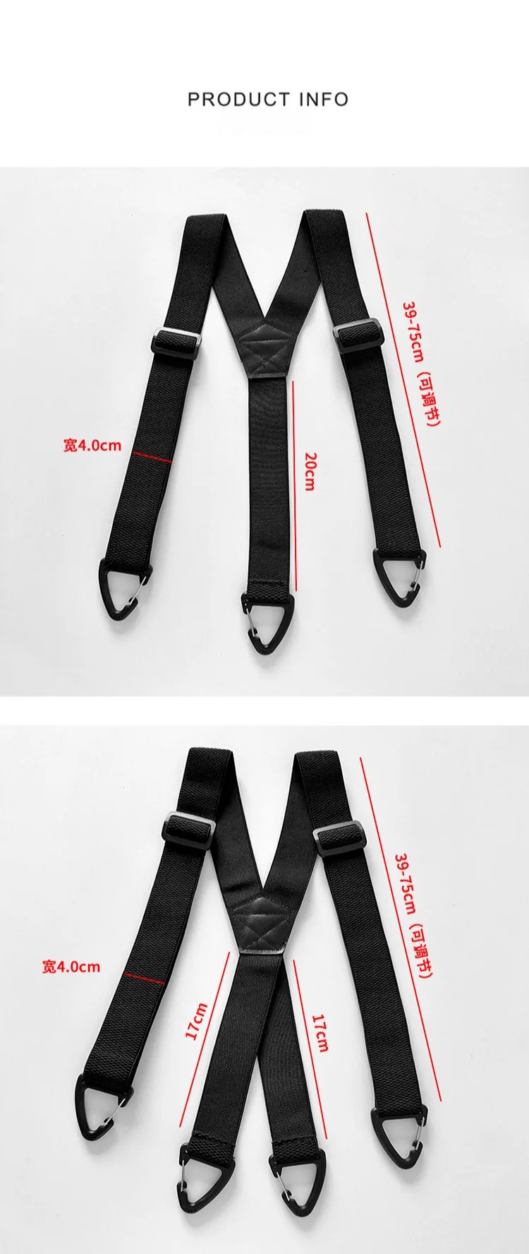 Stilvolle und minimalistische taktische Hosenträger für Erwachsene, 4-Clip-Stretch-Hosenträger mit dreieckigen Schnallen, Hosenträger im Workwear-Stil – Detail 11