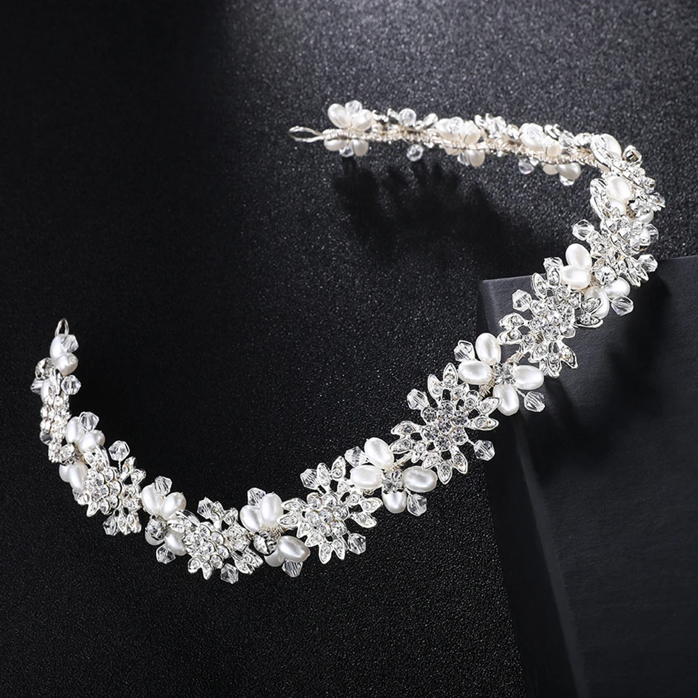 

Pearl Hair Women Headb Bridal Bride Headb Wedding Accessories Rhinestone Bride Headpiece Silver Hoop Elegant Crystal