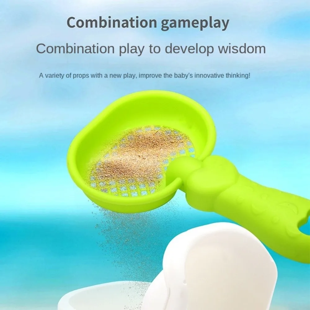 8pcs Set Plastic Beach Sand Toys 3-10 Age Range with Bucket Sand Castle Kit Starfish Whale Mold Shovel Sieve Toy for Beach Play
