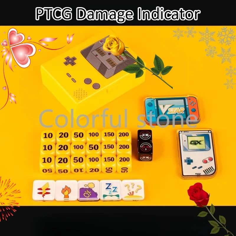 

PTCG Pokemon Anime Character Match Scoring Damage Counter Storage Box Board Role-playing Games Vstar GX Board Dice Indicator