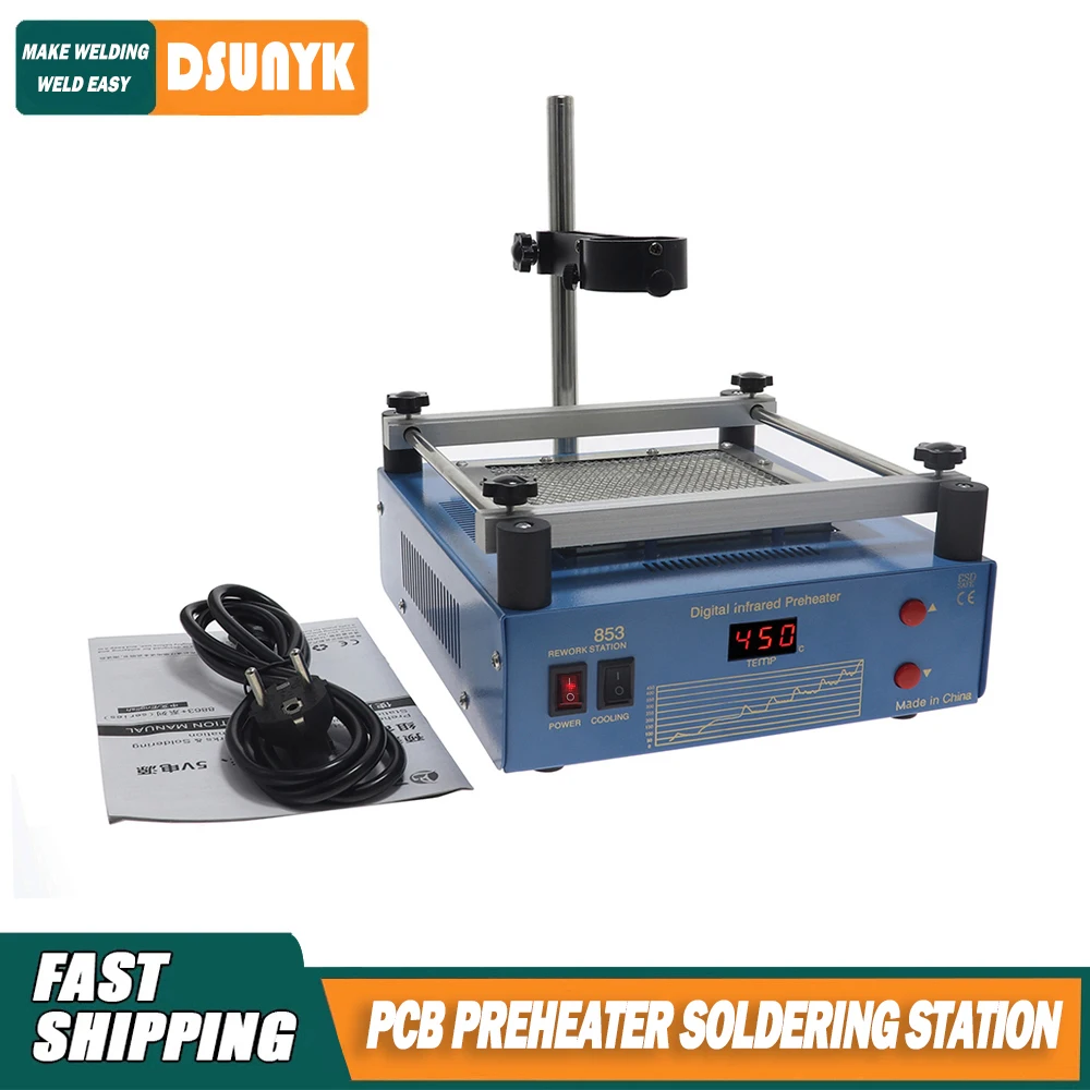 DSUNYK 853 853A IR Infrared Preheating Station PCB Preheater Soldering Station BGA Rework Station Bottom Heater Repair Tools