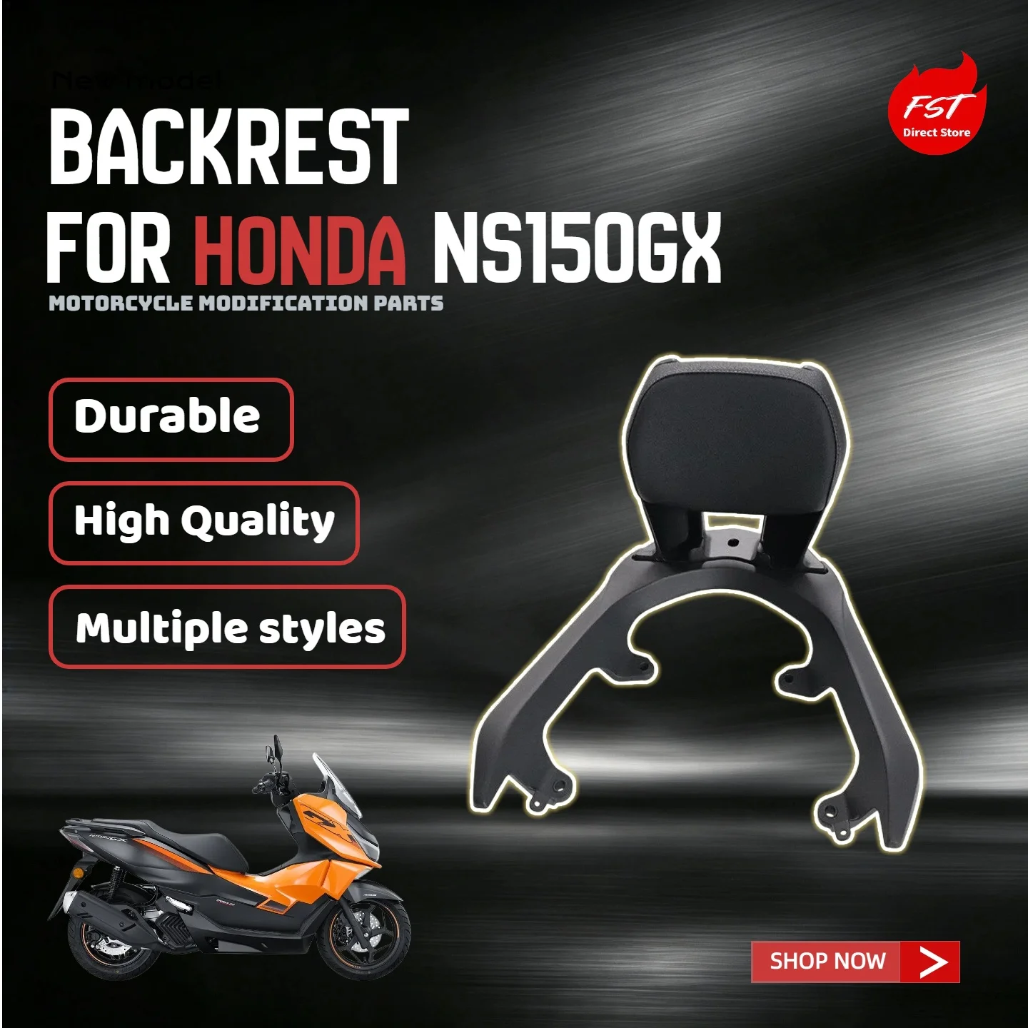 For Honda NS150GX Motorcycle Aluminum Rear Grab Handle With Passenger Backrest, No‑Drill Direct Fit Modified Accessories