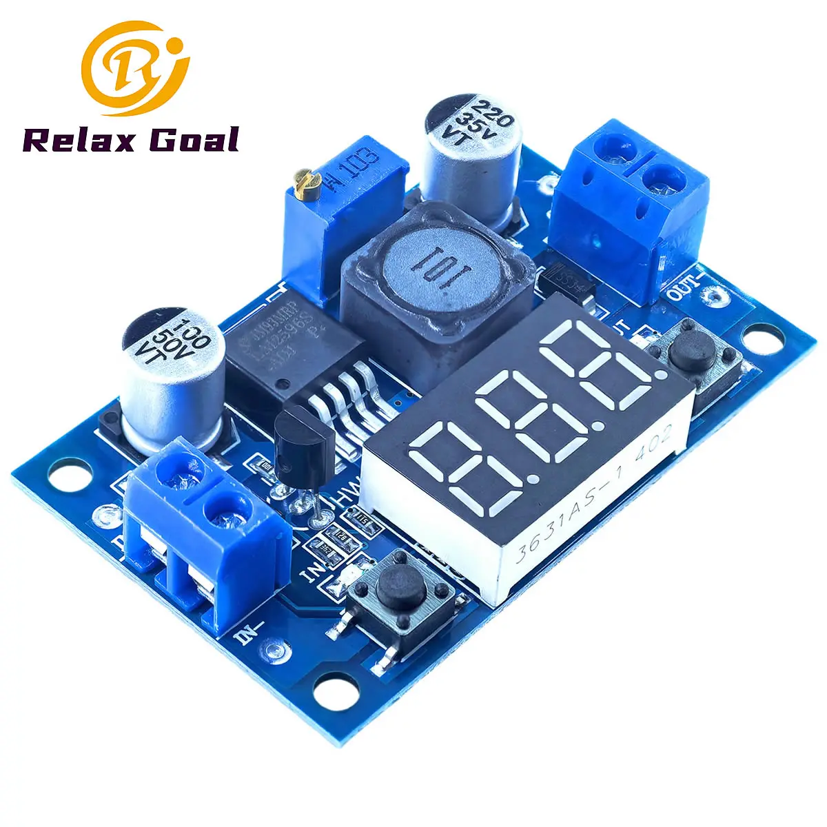 LM2596 Adjustable Voltage Regulator 4.0-40V to 1.25-37V DC36V 24V 12V to 5V 2A Step-Down Power Module with LED Voltmeter Display