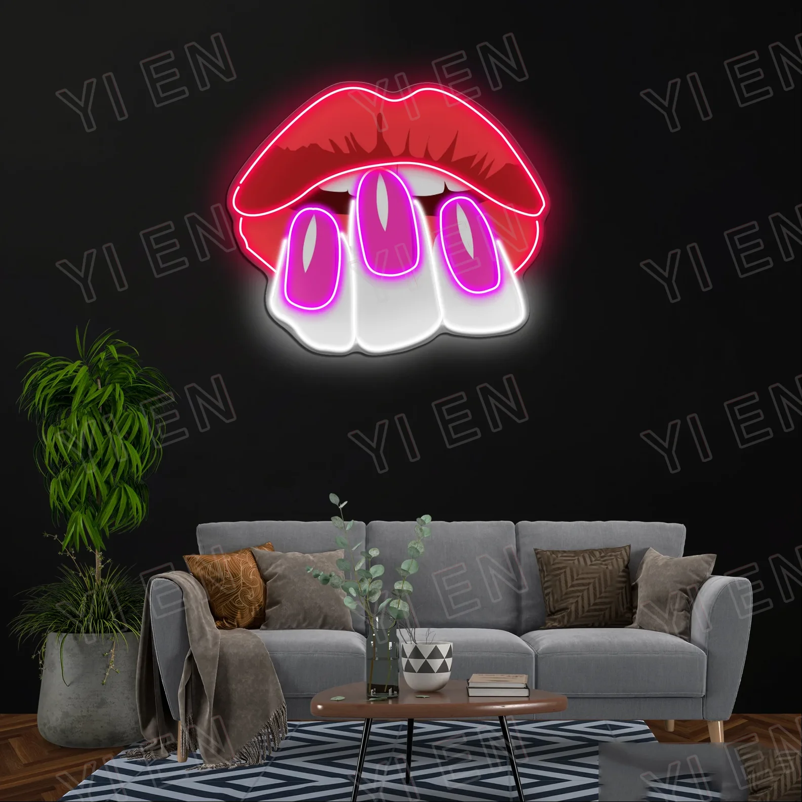 Hands on Lips LED Neon Sign Light Pop Art - Unique Home Decor, Custom Neon Sign, Wall Art, Bedroom Decor, Signage, Neon Light