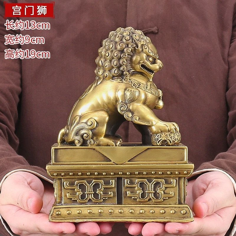 A Pair Of Large Copper Ornaments For Office, Home, Living Room Decoration, Company Entrance, And Forbidden City Gate Lion