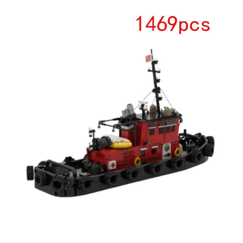 

Clearance MOC-157625 small particle assembly building blocks port tugboat fishing boat model toy gift