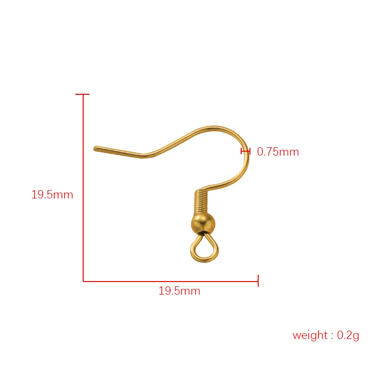 20pairs/Lot 304 Stainless Steel 19.5mm 18K DIY Earrings Hook Not Fade Gold Silver Color Women Jewelry