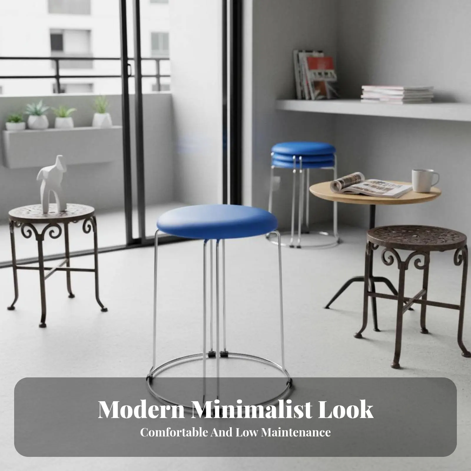 

Stackable Stool Thickened padding Stackable Padded Stool Easy to Clean Sturdy Frame for Students, educators, Small Apartments