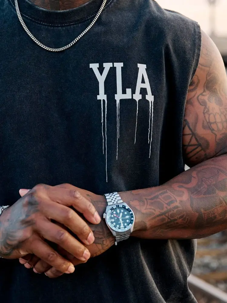 YA صيف جديد للرجال المتضخم البور بلا أكمام أعلى القطن الرياضة اللياقة البدنية قصيرة الأكمام ركض رياضة الجري التدريب صدرية