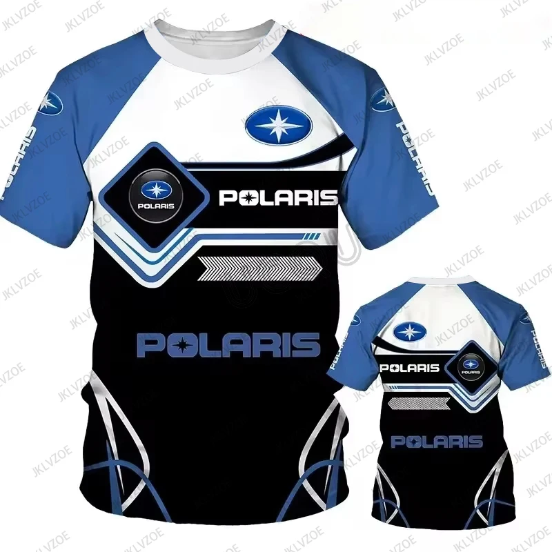 

2025 Новый 3D принт Polaris Logo Racing Cool Neutral Racing Team Мужчины Женщины Мотоциклетная футболка с коротким рукавом и круглым вырезом Спортивные топы